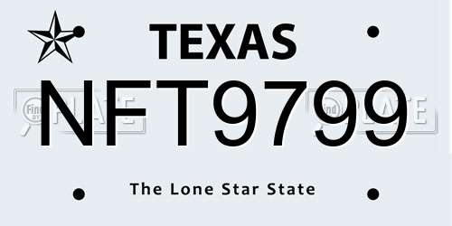 NFT9799 Texas License Plate