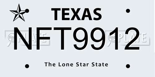 NFT9912 Texas License Plate