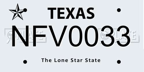 NFV0033 Texas License Plate