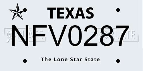 NFV0287 Texas License Plate