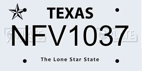 NFV1037 Texas License Plate