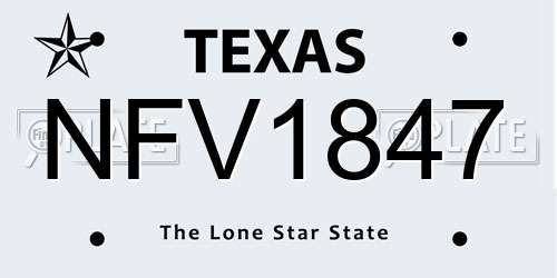 NFV1847 Texas License Plate