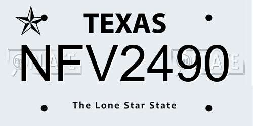 NFV2490 Texas License Plate