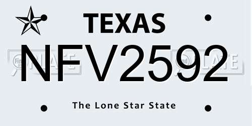 NFV2592 Texas License Plate