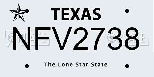 NFV2738 Texas License Plate