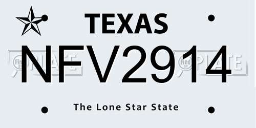 NFV2914 Texas License Plate