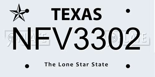 NFV3302 Texas License Plate