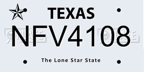 NFV4108 Texas License Plate