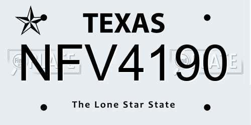 NFV4190 Texas License Plate