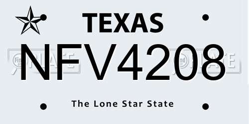 NFV4208 Texas License Plate
