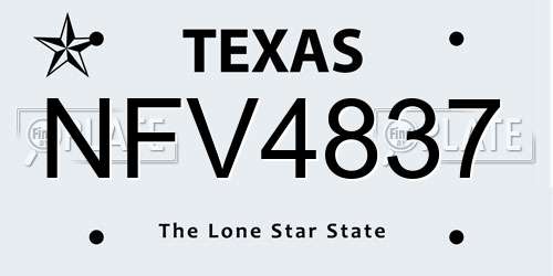 NFV4837 Texas License Plate