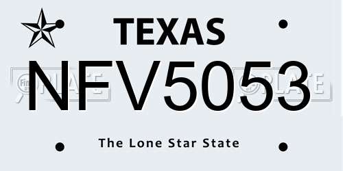 NFV5053 Texas License Plate