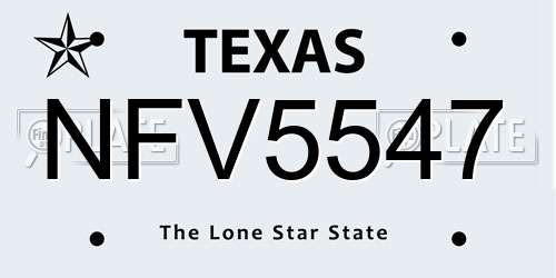 NFV5547 Texas License Plate