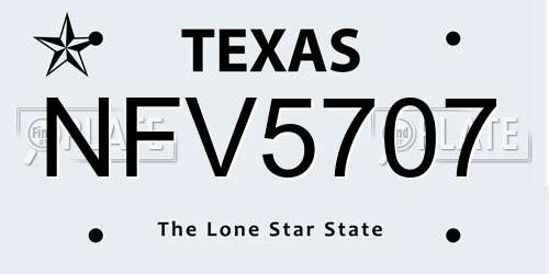 NFV5707 Texas License Plate
