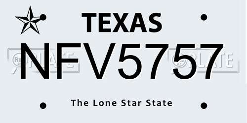NFV5757 Texas License Plate