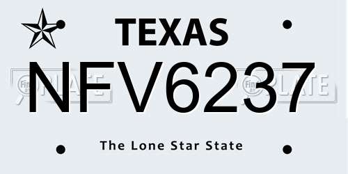 NFV6237 Texas License Plate