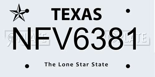 NFV6381 Texas License Plate