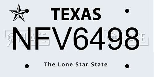 NFV6498 Texas License Plate