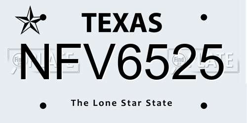 NFV6525 Texas License Plate