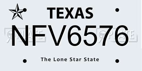 NFV6576 Texas License Plate