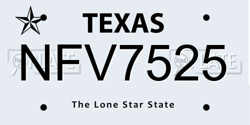 NFV7525 Texas License Plate