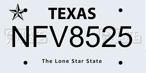 NFV8525 Texas License Plate