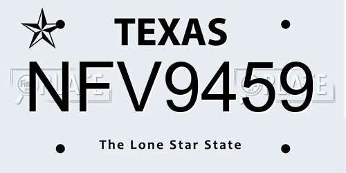 NFV9459 Texas License Plate