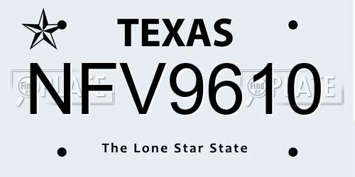 NFV9610 Texas License Plate
