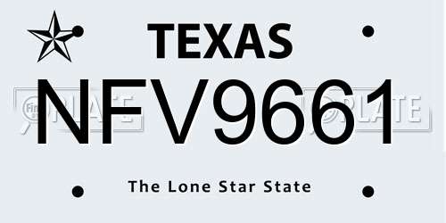 NFV9661 Texas License Plate