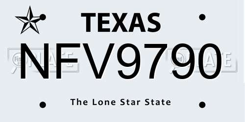 NFV9790 Texas License Plate