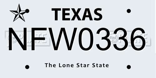 NFW0336 Texas License Plate