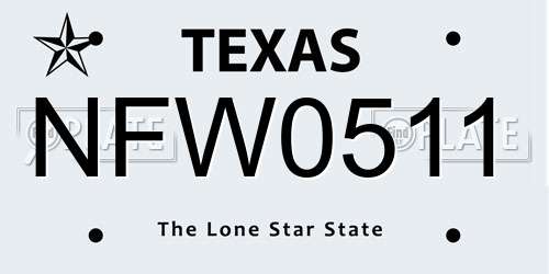 NFW0511 Texas License Plate