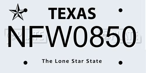 NFW0850 Texas License Plate