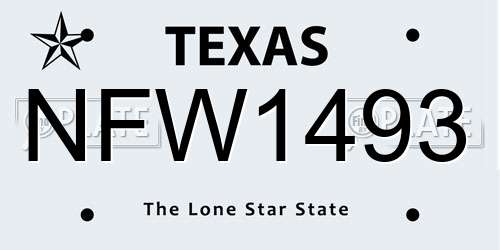 NFW1493 Texas License Plate