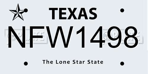 NFW1498 Texas License Plate