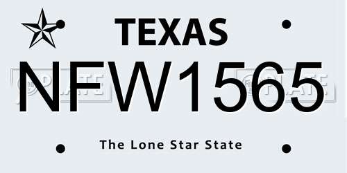 NFW1565 Texas License Plate