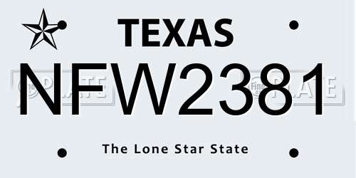NFW2381 Texas License Plate