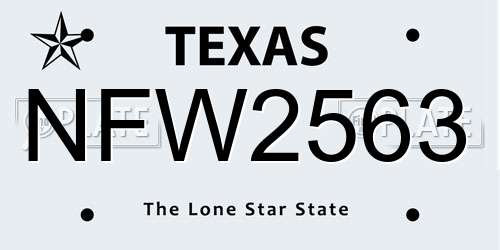 NFW2563 Texas License Plate