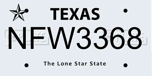 NFW3368 Texas License Plate
