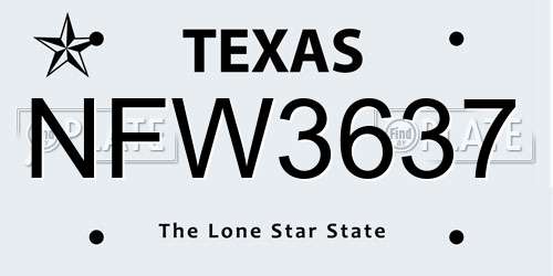 NFW3637 Texas License Plate