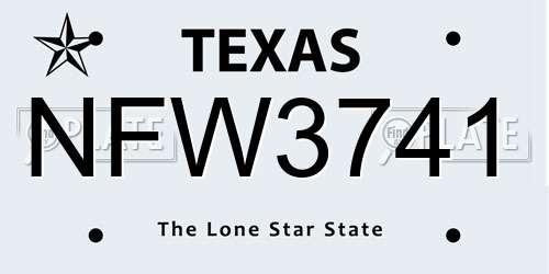 NFW3741 Texas License Plate