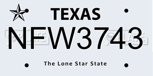 NFW3743 Texas License Plate