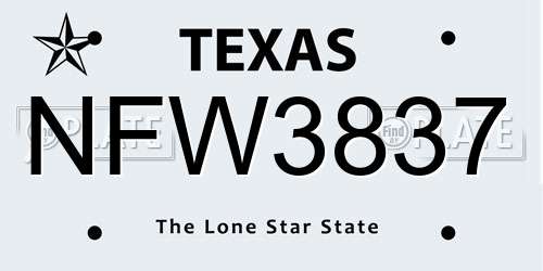NFW3837 Texas License Plate