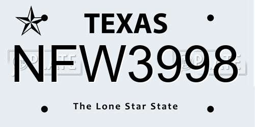 NFW3998 Texas License Plate