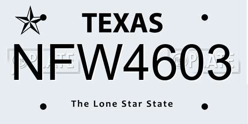 NFW4603 Texas License Plate