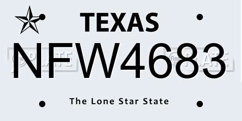 NFW4683 Texas License Plate