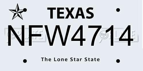 NFW4714 Texas License Plate