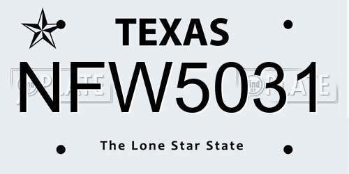 NFW5031 Texas License Plate