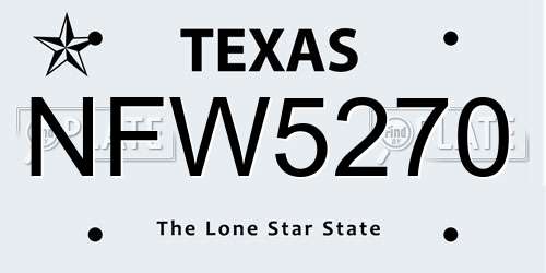 NFW5270 Texas License Plate