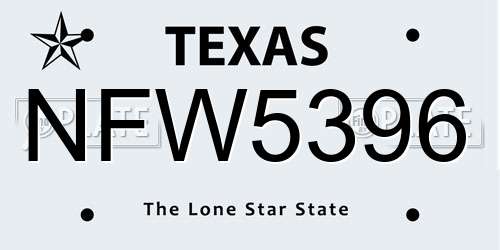 NFW5396 Texas License Plate